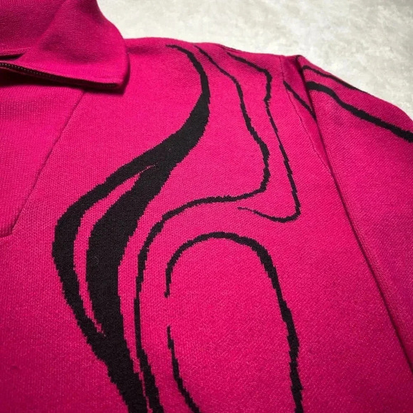 Pink Abstract Design Quarter Zip Pullover Sweater Nine West Women’s Large - Picture 3 of 7